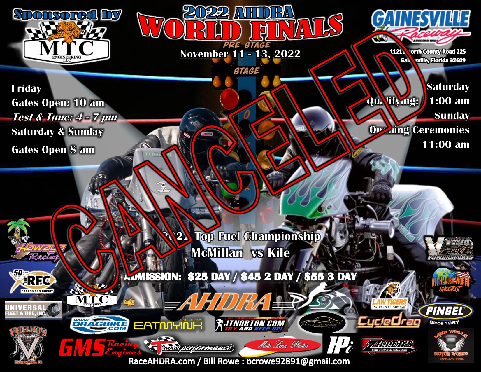 Tropical Storm Nicole Blows AHDRA Finals Off the Schedule Drag Bike News