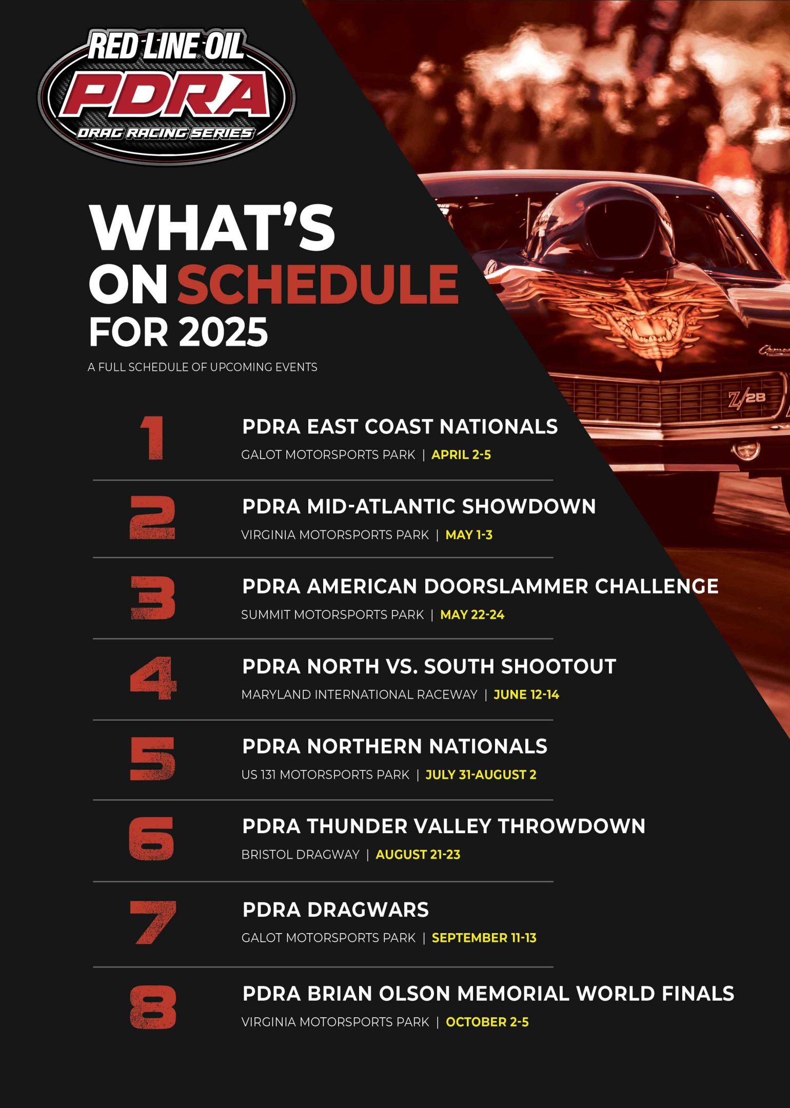 2025 PDRA Schedule Drag Bike News